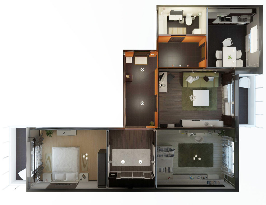 Дизайн проект 2х комнатной квартиры