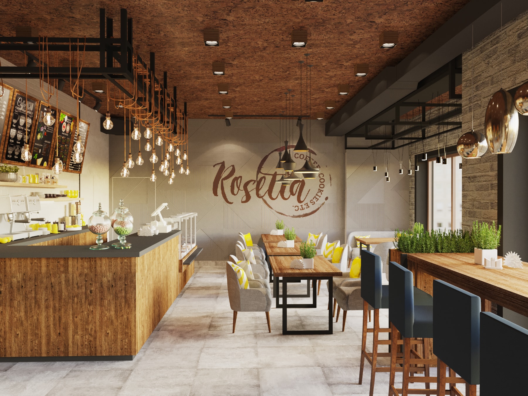 Дизайн интерьера кафе ROSETTA г. Астана - Miriada GroupMiriada Group